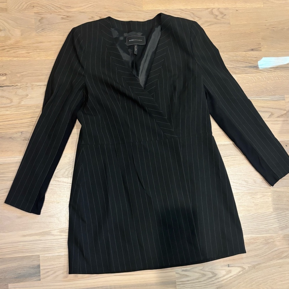 BCBGMaxAzria Black Pinstripe Jacket Dress